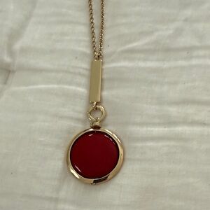 Elegant Gold and Red Pendant Necklace